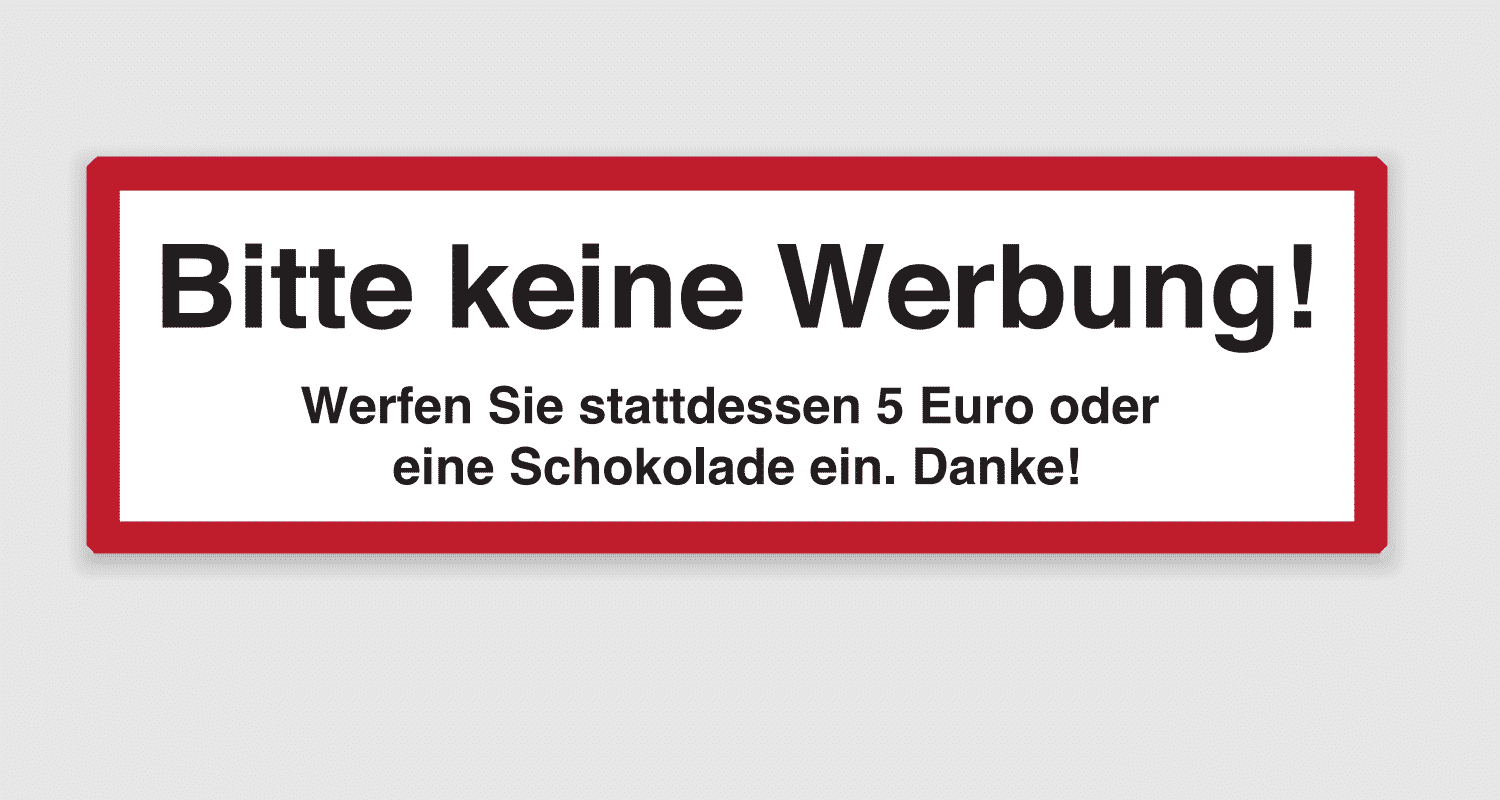 Sticker Keine Werbung - pixapo GmbH Unsere Schatzkiste ist ihr Shop